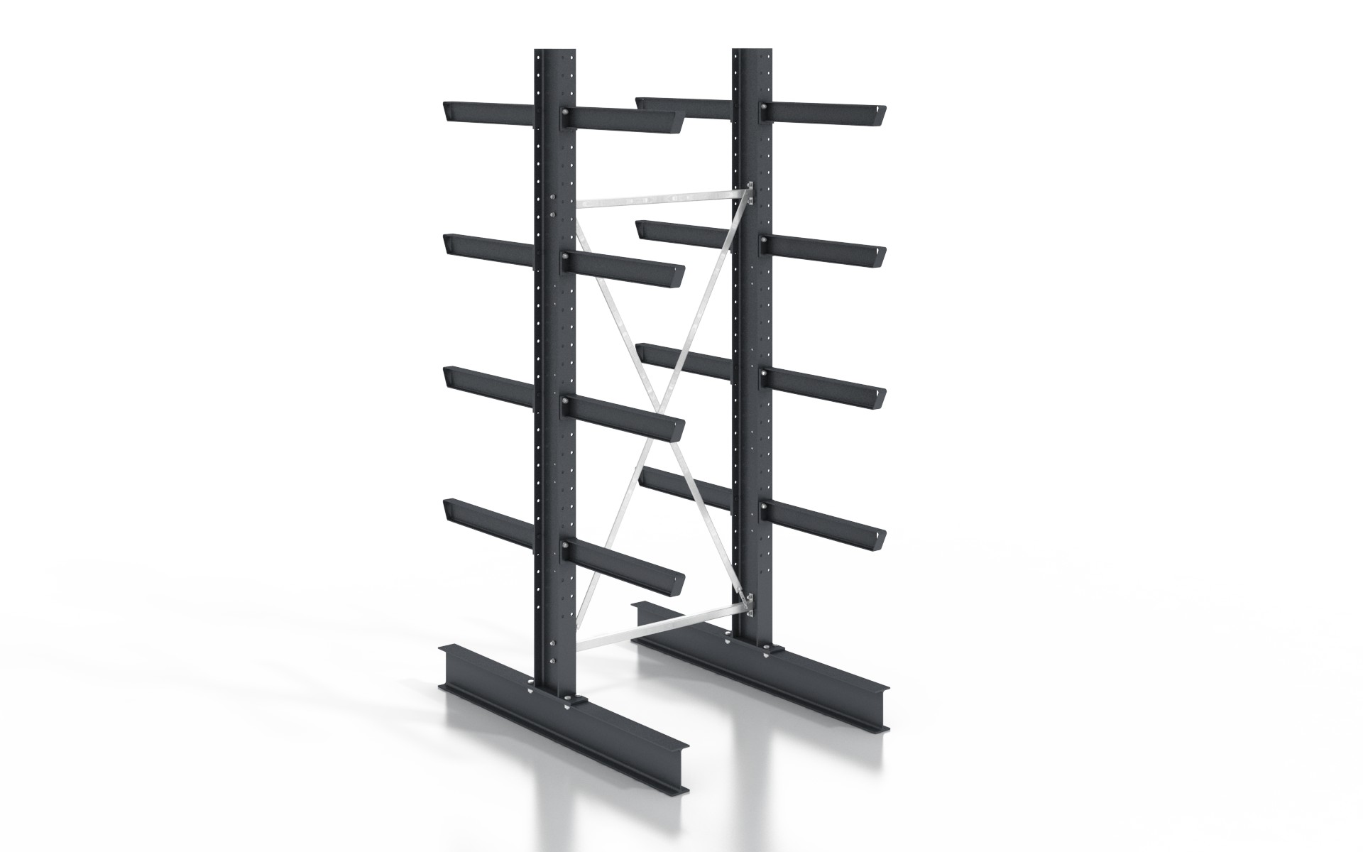 Kragarmregal doppelseitig 1,28 m – 315 cm | 80 cm Nutztiefe | 500 kg pro Arm | BLT